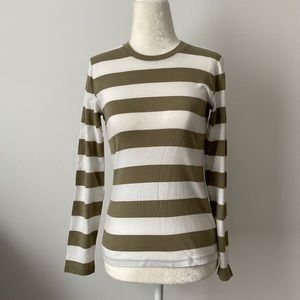 GAP Cotton Long Sleeve Striped Crewneck Top